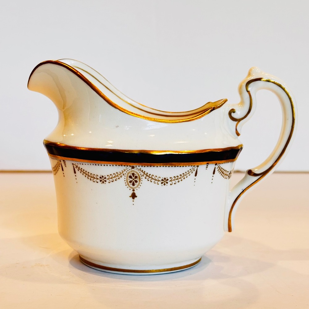 Aynsley Creamer Pitcher Leighton‎ Pattern Cobalt Blue 3.5"